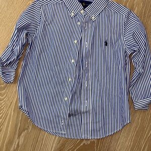 Ralph Lauren Navy and White Striped Button Down Shirt
